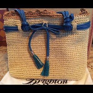 Brighton Straw And Turquoise Handbag